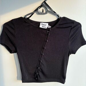 Princess Polly Black Button Top (Size 4)